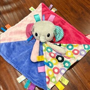Taggies Elephant Bright Starts Lovey Security Blanket Plush Toy Gray Stuffed